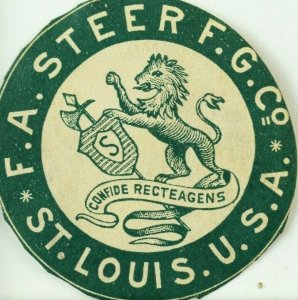 1880's-90's F.A. Steer F.G. Co., St. Louis, MO Die Cut Trade Card Label F92