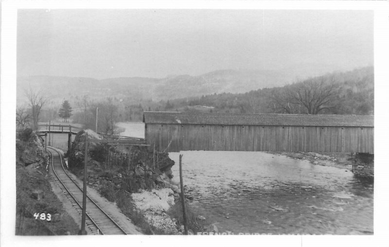 Postcard RPPC 1950s Jamaica Vermont French Covered Bridge VT24-2095