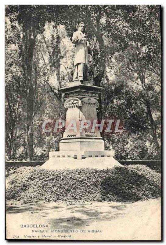 Old Postcard Barcelona Parque Monumento de Aribau