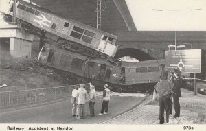 Railway Train Accident at Hendon Postcard