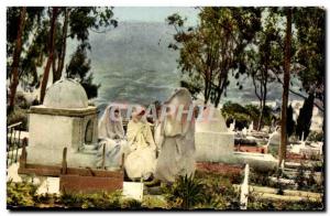 Old Postcard Scenes and types & # 39Afrique North Moorish cemetery in Women F...