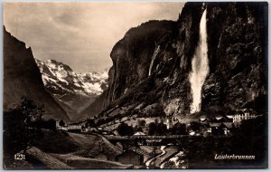 Lauterbrunnen Switzerland Valley Featuring Rocky Cliffs RPPC Real Photo Postcard