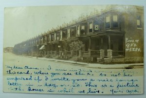 1909 RPPC, Pine N.Y. 54th St. House Row Postcard P76