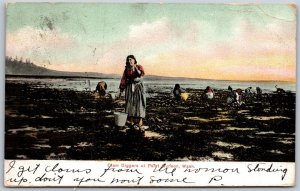 Vtg Point Hudson Washington WA Clam Diggers Native American 1906 Old Postcard