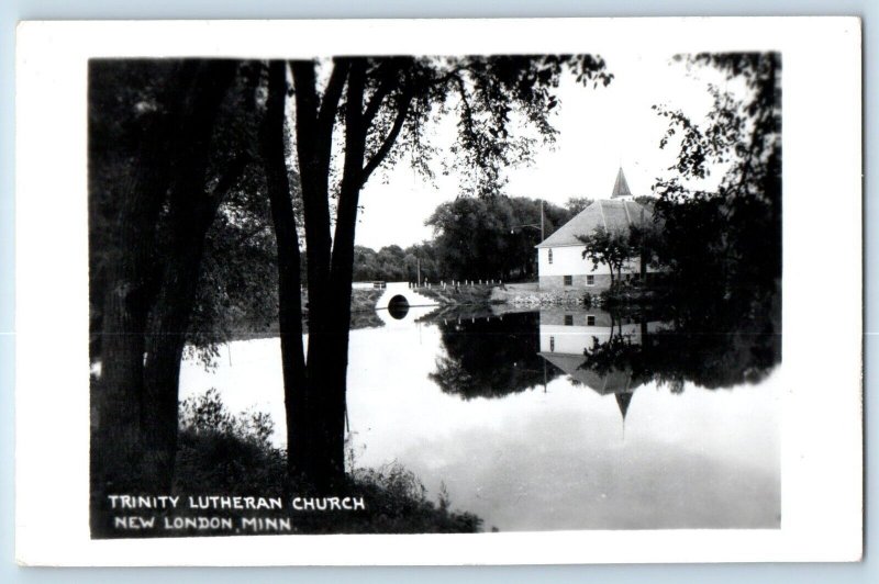 New London Minnesota MN Postcard RPPC Photo Trinity Lutheran Church 1958 Vintage