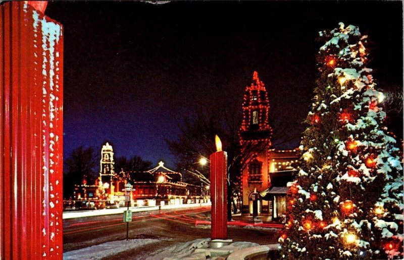 Kansas City, MO Missouri CHRISTMAS TREE~NIGHT LIGHTS Country Club Plaza Postcard