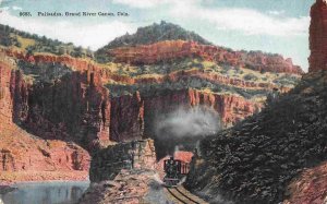Railroad Train Palisades Grand River Canon Colorado 1915 postcard