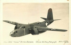 Aircraft Military 1940s Navy BD2 Havoc Attack Bomber RPPC Ellis Postcard 21-2969