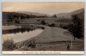 NY RPPC Kirkside Lake Roxbury in the Catskills Fanning Store Postcard H23