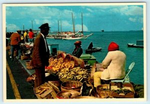 NASSAU, BAHAMAS ~ Dock Scene OUT ISLAND PRODUCE c1970s ~ 4x6 Postcard