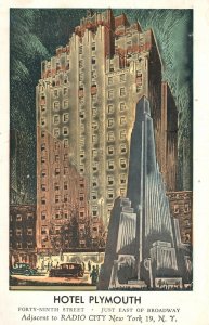 Vintage Postcard Hotel Plymouth East Of Broadway Adjacent To Radio City New York