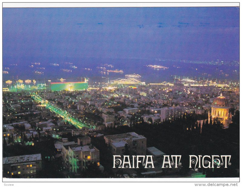 Aerial View At Night, HAIFA, Israel, 1950-1970s