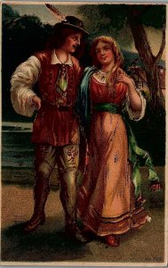 c1915 ROMANTIC COUPLE MIDDLE AGES UNPOSTED POSTCARD 20-255