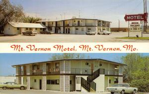 Mount Vernon Missouri~Banner PC~Mt Vernon Motel~2 Story~1960s Cars~Station Wagon 