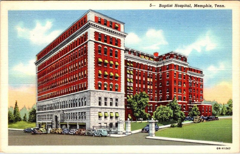Memphis, TN Tennessee  BAPTIST HOSPITAL Medical Center  ca1940's Linen Postcard
