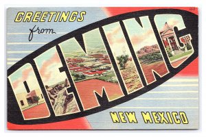 Greetings From Deming New Mexico LARGE Letter c1955 Postcard