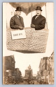 DS2/ Kansas City Missouri RPPC Postcard c1910 Hot Air Balloon Men Main St 174