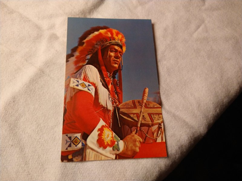 Vtg 1950s/60's Famous Chief - Native American Indian Chrome Postcard