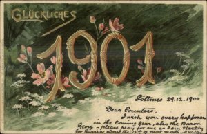 German New Year Date 1901 Postcard - GLUCKLICHES