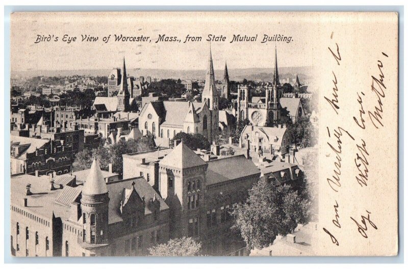 1911 Birds Eye View State Mutual Building Worcester Massachusetts Mass Postcard 