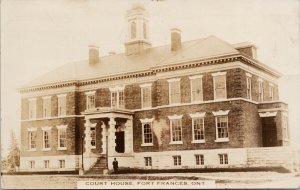 Court House Fort Frances ON Ontario Man Standing c1932 Real Photo Postcard F60