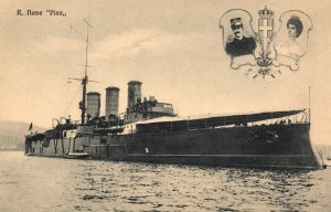 Postcard Italian Royal Navy Battleship Pisa Cruiser