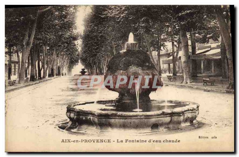 Old Postcard Aix en Provence fountain of hot water