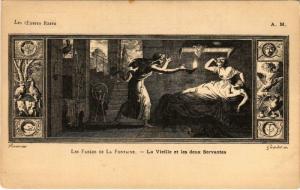 CPA Les Fables de LA FONTAINE La Vieille et les deux THEATER STAR (11749)