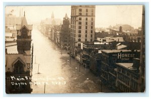 Main St. From 4th St. Dayton Ohio Flood 1913 RPPC Photo Vintage Antique Postcard