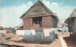 NATIVE HOME LAUNDRY MANILA  PHILIPPINE ISLANDS POSTCARD (c. 1910)