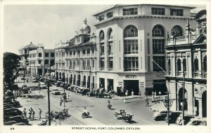 Sri Lanka / Ceylon Colombo fort and street scene real photo postcard 