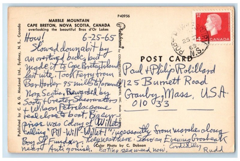 1965 Marble Mountain Cape Breton Nova Scotia Canada Vintage Postcard 