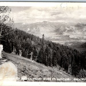 c1950s Jackson, Wyo. Summit Teton Pass RPPC Birds Eye Real Photo PC WY A129