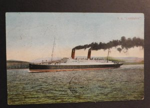 1906 Ship Postcard Cover From Birmingham AL to Denver CO T.S. Carmania