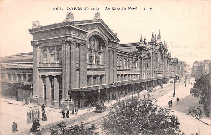 La Gare du Nord Paris France Writing on back 