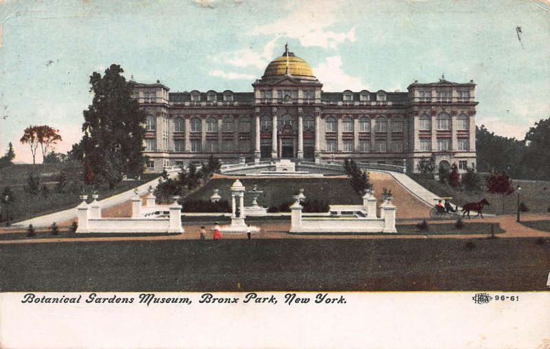 Botanical Gardens Museum, Bronx Park, New York, Early Postcard, Used in 1909