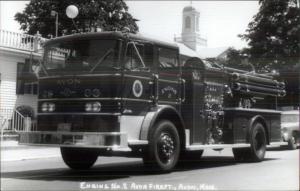 Avon MA Fire Engine #2 c1950s Real Photo Postcard EXC COND