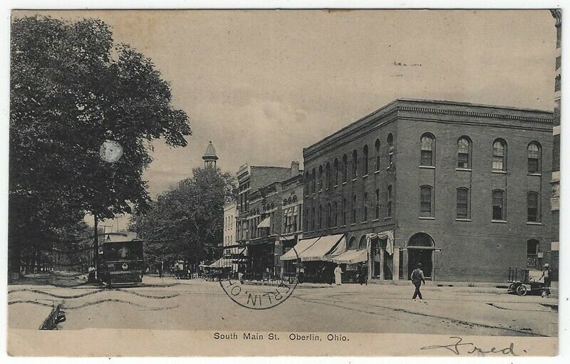 Oberlin, Ohio, Vintage Postcard View of South Main Street, 1909