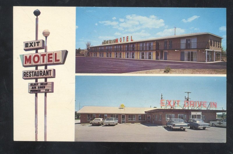 BIRCH RUN MICHIGAN THE EXIT MOTEL RESTAURANT OLD CARS ADVERTISING POSTCARD