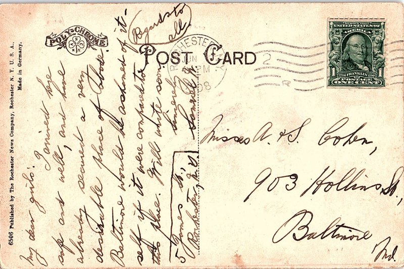 Postcard FOUNTAIN SCENE Rochester New York NY AI4450