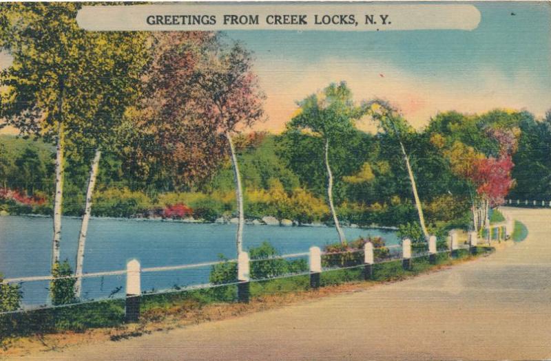 Greetings from Creek Locks, Ulster County NY, New York - DPO 1946 - Linen