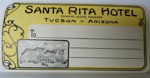 Baggage Luggage Label Decal Santa Rita Hotel Tucson AZ Edward Olson RECTANGLE 