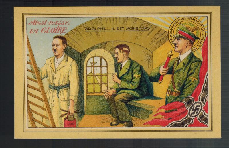 Mint WW2 France Anti Occupation Postcard Hitler in Prison