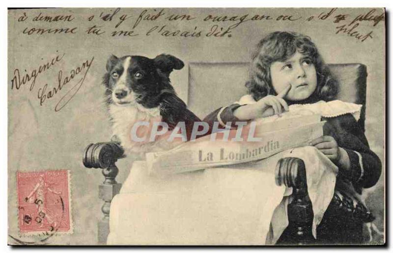 Old Postcard Fancy Newspapers The Journal Lombardia Child Dog