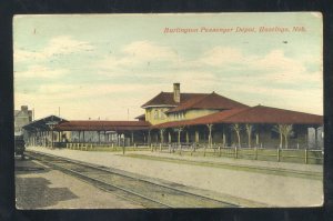 HASTINGS NEBRASKA BURLINGTON RAILROAD DEPOT TRAIN STATION VINTAGE POSTCARD