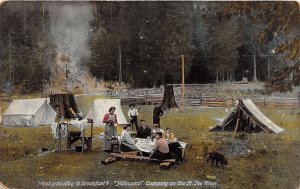 J51/ St Joe River Idaho Postcard c1910 Breakfast Camping Palousers 17