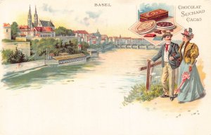 Advertising Chocolat Suchard Switzerland Couple Love Basel postcard B978