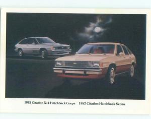 1982 Postcard Ad CHEVROLET CITATION HATCHBACK SEDAN & X11 COUPE CARS AC6175@