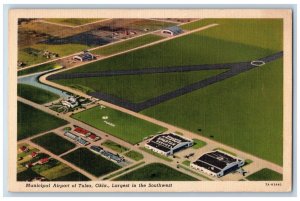 Tulsa Oklahoma OK Postcard Municipal Airport Terminal Station Bird's Eye View