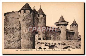 Postcard Old Carcassonne Entree du Chateau and Tour du Major